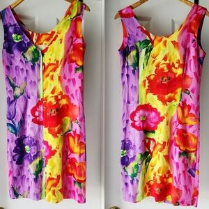 Jam's World Vintage Floral Tropical Hawaii Sleeveless Sheath Dress Sz 7